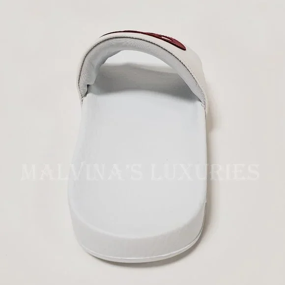 GUCCI SHOES WHITE LEATHER SLIDES INTERLOCKING G LOGO FLIP FLOPS sz IT 39 US 9
